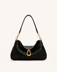 Jayla Metal Pendant Embellished Shoulder Bag - Charcoal Black
