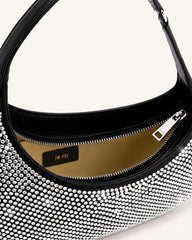 Harlee Artificial Crystal Shoulder Bag - Black