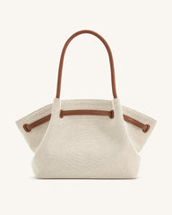 Hana Large Tote Bag - Brown Canvas