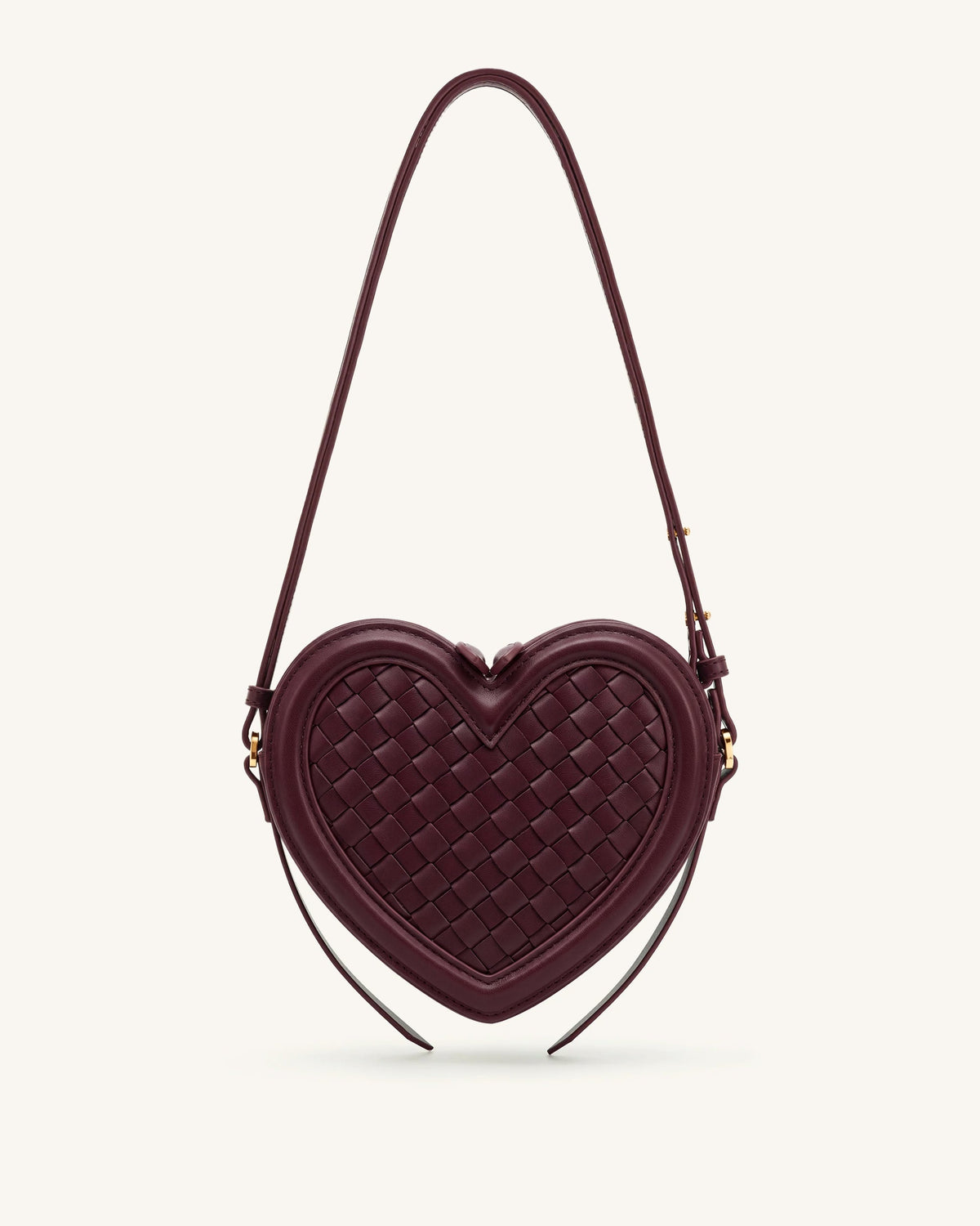 Arlene Woven Heart Shape Crossbody Bag - Deep Burgundy