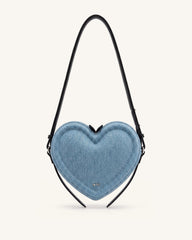 Arlene Heart Shaped Crossbody Bag - Light Blue Denim