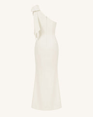 Flower Embroidered One-Shoulder Maxi Dress - Ivory