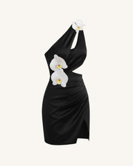 Orchid Embellished Cutout Mini Dress - Black