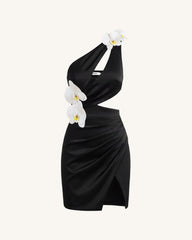 Orchid Embellished Cutout Mini Dress - Black