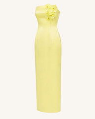 Orchid Embellished Strapless Maxi Dress - Yellow