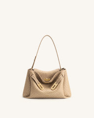 Rhea Double Buckle Shoulder Bag - Camel