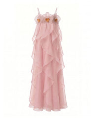 Orchid Embroidered Organza Maxi Dress - Blush Pink