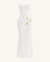 Orchid Embellished Corset Maxi Dress - White