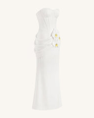 Orchid Embellished Corset Maxi Dress - White