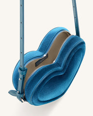 Arlene Velvet Heart Shaped Bag - Blue
