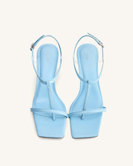 Charlotte Strappy Heels with Spherical Heel - Sky Blue