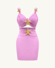 Mini Dress with Star Details - Pink