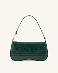 Eva Shoulder Handbag - Dark Green Croc