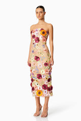 Helena Strapless Midi Dress In Pink