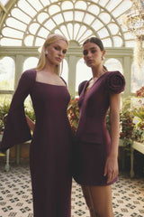 Theresa Long Sleeve Gown in Burgundy
