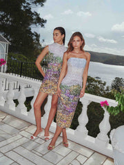 Arden Strapless Midi Dress in Multi Ombre