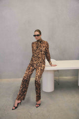 CURAAE Zali Blouse & Pants Set in Leopard Print