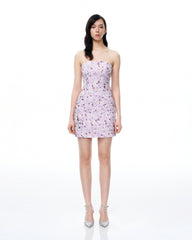 Esme Floral Sequin Embroidered Mini Dress - Purple