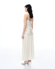 Galadriel 3D Floral Sequin Maxi Dress - White