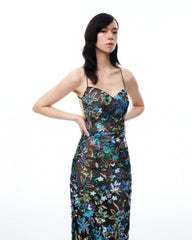 Isadora Floral Sequin Dress - Black Multi