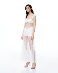 Fiorentina 3D Floral Lace Dress - White