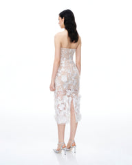 Lysandra 3D Floral Embroidered Maxi Dress - White
