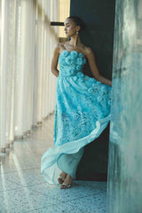 Faye Strapless Gown in Blue
