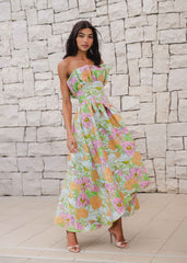 Laurel Sleeveless Maxi Dress in Green Floral