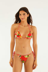 Red Fruits Rope Ties Triangle Bikini Top