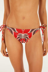Red Ainika Garden Side Tie Bikini Bottom