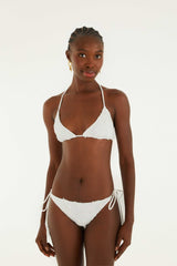 White Beaded Side Ties Full Bikini Bottom