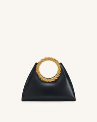 Amiya Leaf Handle Sculpture Bag - Black