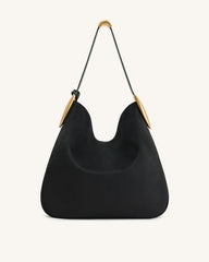 Nina Metal Charm Hobo Bag - Black