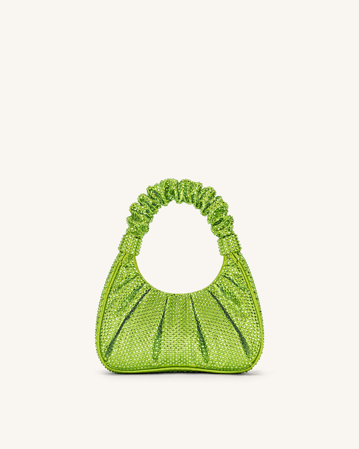 Gabbi Artificial Crystal Medium Ruched Hobo Handbag - Green