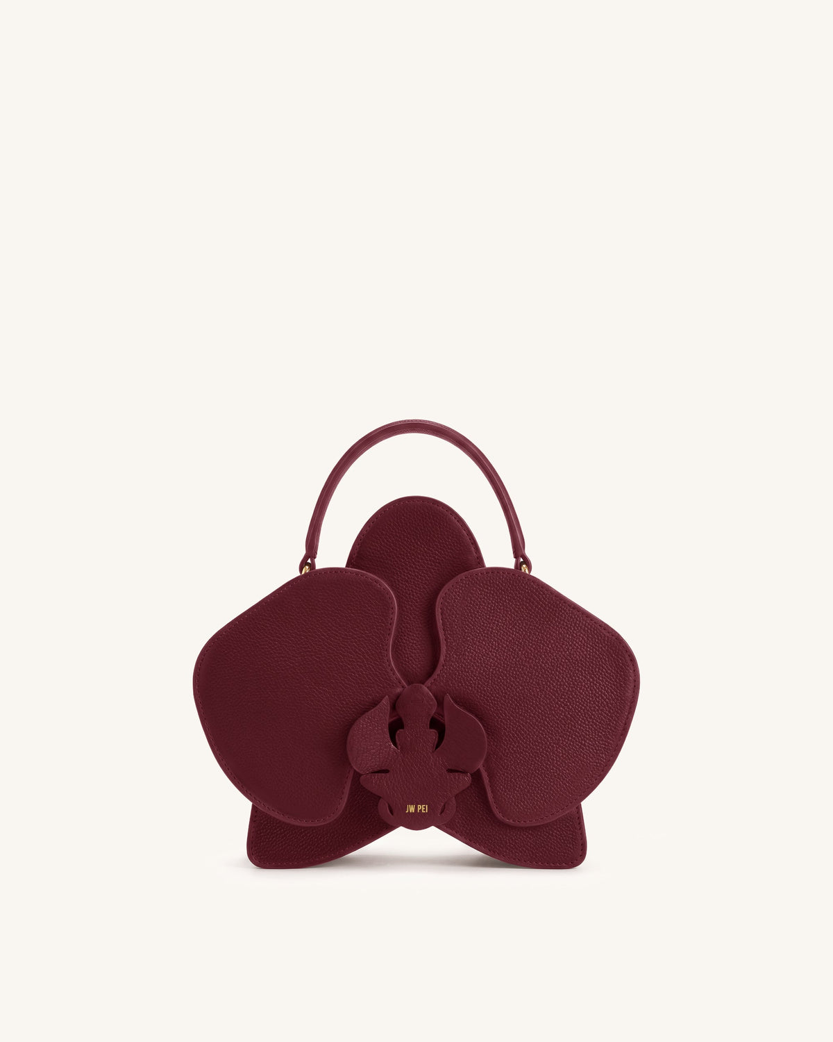 Flora Orchid Shape Top Handle Bag - Dark Burgundy