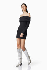 CURAAE Ari Off The Shoulder Mini Dress In Black
