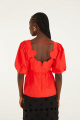 Red Heart Short Sleeve  Blouse