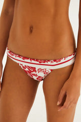 Red Cashew And Birds Low Waist Bikini Bottom