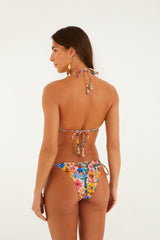 Multicolor Floraline Triangle Bikini Top