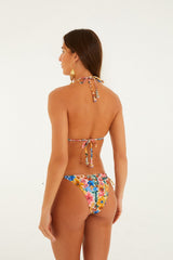 Multicolor Floraline Side Tie Bikini Bottom