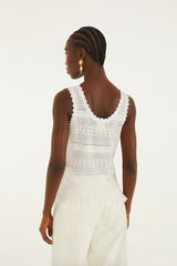 Off-White Crochet Sleeveless Blouse