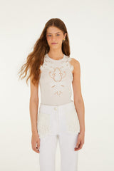 Off-White Lace Sleeveless  Blouse