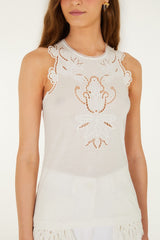 Off-White Lace Sleeveless  Blouse