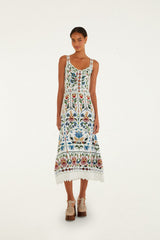 Off-White Stitched Garden Sleeveless Maxi Dress