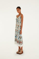 Off-White Stitched Garden Sleeveless Maxi Dress