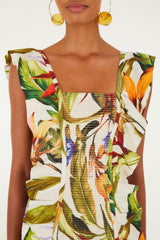 Sand Florart Short Sleeve Mini Dress