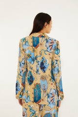 Sand Mystical Notched Lapel  Blazer