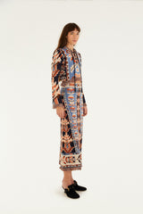 Multicolor Tapestry Fringes Knit Skirt
