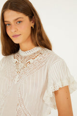 Off-White  Blouse With Appliqués