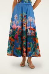 Multicolor Dream Landscape  Midi Skirt
